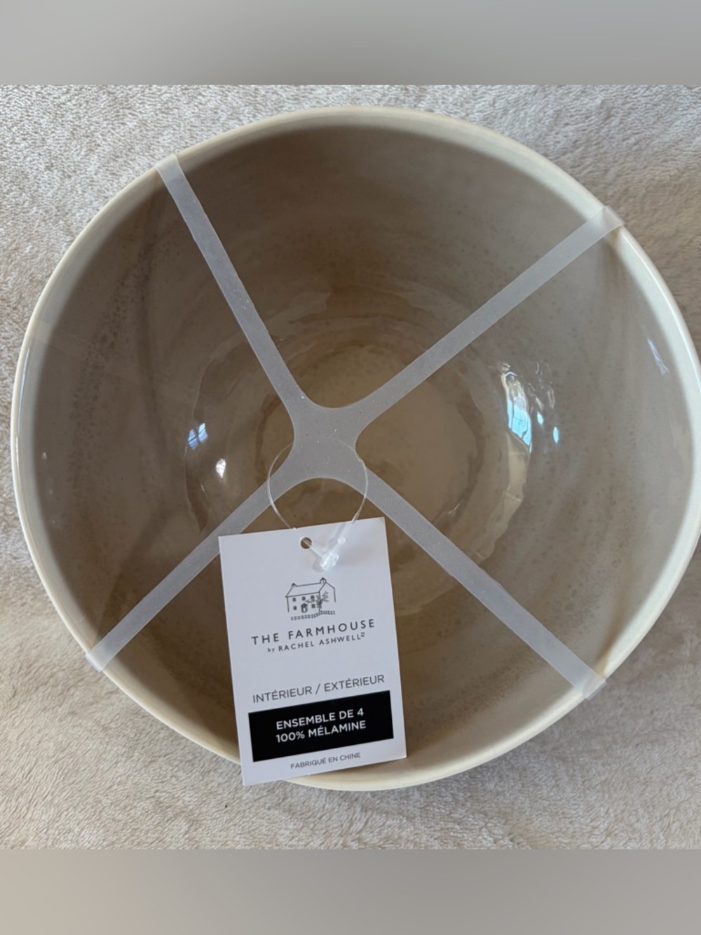 NWT The Farmhouse by Rachel Ashwell Beige Melamine Salad Bowl - Set of 4